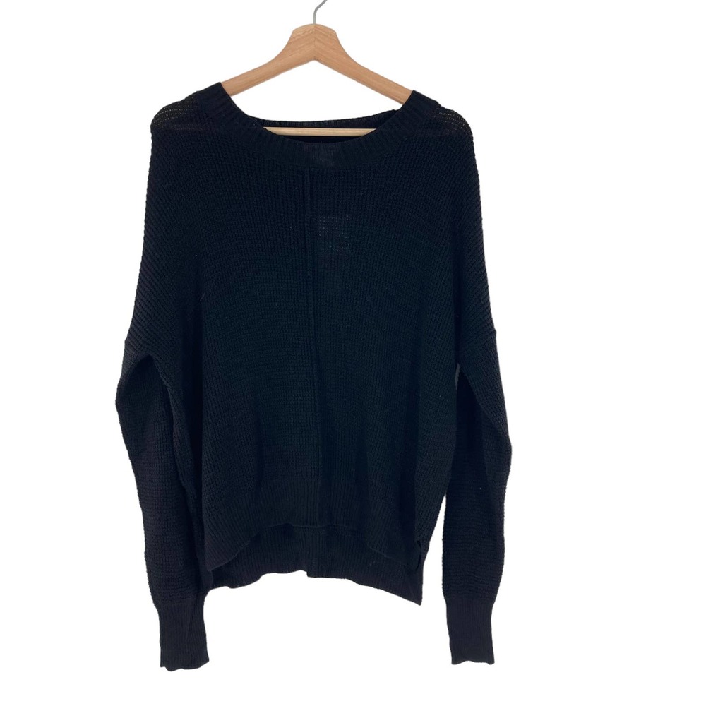 Sweet Romeo Seed Stitch Detail Pullover Knit Sweater in Black
